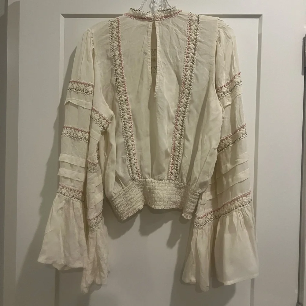 Free People Embroidered Lace Blouse